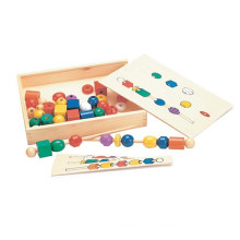 Educacional de madeira clássica Beads Sequence Toy Box para Crianças